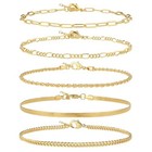  silver Plated Anklet Bracelets For Women 9 Inch Average Size Ankle Gold