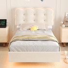 Twin Size Bed Frame Led Cloud White Toddler Kid Girl Bedroom Cama Para Ni  a