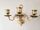 2 Vintage Solid Brass Candelabra Wall Sconces 3 Arm Candle Holders