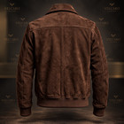 Men s Brown Leather Bomber Jacket  Vintage Distressed Utility Outerwear
