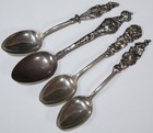 Reed   Barton Sterling Silver Harlequin Three Tea Spoons   Alvin Sterling