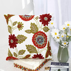 Throw Pillow Case Covers 18x18 Inch Set Of 2 Decorative Floral Embroidered De   