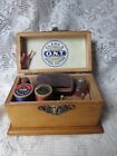 Antique Victorian Clark s Thread Wooden Sewing Box Chas Tollner Pat  1880