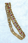Vtg Mcm Unsigned Gold Tone Rope Twist Pink white Rhinestone Bracelet 7 25