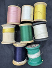 Vintage Lot Of Large Wooden Sewing Thread Spools With Labels Various Colors