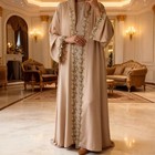 Embroidery Open Kimono Abaya Modest Women Muslim Cardigan Kaftan Long Dress Gown