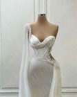 Luxury Wedding Dresses Sweethear With Pearls Beads Satin Mermaid Bridal Gowns