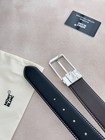 Montblanc Men s Reversible Black Brown Leather Belt Silver Buckle New