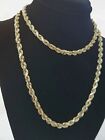Real 10k Yellow Gold Rope Chain 4mm 18 Inch Diamond Cuts Necklace Men  Women