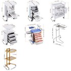 2 3 4 5 Tiers Lab Carts Mobile Medical Cart With Drawer tray trash Cans