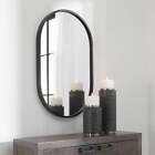 Varina Modern 32  Satin Black Iron Frame Wall Mirror Uttermost