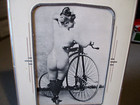 1890- Cabinet Antique Photograph- High Wheel Bicycle Naked Lady-victorian