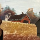 Vtg State Of Minnesota Hand Painted Wood Red Barn Country Farm Signed By Linda S
