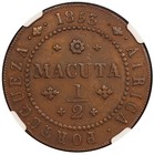 1853 Angola 1 2 Half Macuta Coin - Ngc Au 53 Bn - Km  56