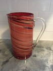 Cranberry Glass Cocktail Pitcher With Swizzle- Rare