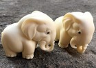 Pair White Elephant Statue Trunk Animal Figurine Luck Gift Home Decor