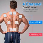 4 Channel Tens Ems Muscle Stimulator Rechargeable 48 Modes 8 Pads Massager