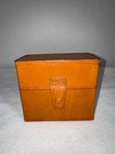 Vtg 3 Piece Toiletry Travel Box Tuscany Cologne Bottles Saddle Tan Leather Italy