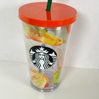 Starbucks 2017 Autumn Leaves Acrylic Tumbler Cold Cup 16oz Grande Orange Lid New