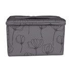 Collapsible Sewing Kit Organizer Box  Grey Floral - Supplies Storage Basket F   