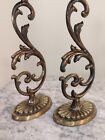Vintage Pair Israeli Etched Brass Hen Holon Shabbat Candlesticks No  C-419