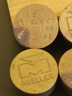 Mueller Brass 1st Extrusion Token Lot  4  Vintage Michigan Brass Press Tokens