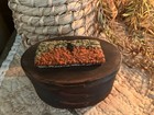Primitive folk Art handmade wool Rug Hooking fall Pumpkin On Shaker Box finished