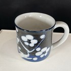 Vintage Blue   White Coffee Tea Cup Mug W floral Flower Indent Asian
