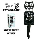 Black Kitty Cat Clock  3 4 Size  12 75  Free Battery Made In Usa Kit-cat Klock