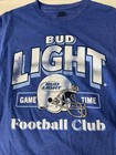Bud Light Blue Short Sleeve Crew Neck Tshirt Mens Small Football Club