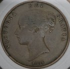 1854 Great Britain Penny Queen Victoria Tiny Error Coin   she Got The Cud     