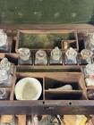 Antique 19th Century Mahogany Apothecary Box Medicine Chest Glass Bottles Lids  