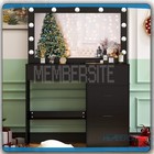 Black Vanity Desk With Large Lighted Mirror 5 Drawers Makeup Dressing Desk Set
