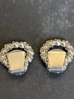 Vintage Small Round Crystal Rhinestone Silver Tone 3 4  Shoe Clips