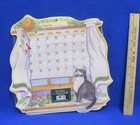 Cat Calendar Customizable Magnetic Write In Dates   Kitten Figurine In Clay Pot