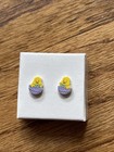 Set Of Vtg 1990 Avon Just Hatched Girls Pierced Earrings  Barrette   Clip W boxs