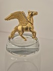 Estee Lauder Gold Pegasus Solid Perfume Compact W  Blue Crystal Eyes   On Wings
