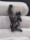 Solid Black Brass Kneeling Woman Standing Man Sexy Naked Body Model Mini Statue