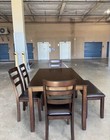 Brown Wood Dining Set  Rectangular Table  4 Chairs  Bench  Seats 5