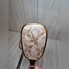 Vtg Handheld Victorian Vanity Dresser Mirror And Brush Set Usa Made Gold Lace