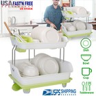2-tier Dish Drying Rack Cutlery Drainer Holder Kitchen Organizer Storage Shelf