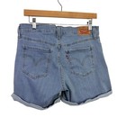 Levi s Womens Mid Length Cuffed Denim Shorts Size 30 Blue Stretch Festival