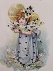 3 Vintage Valintine Cards C1910 Glittered Embossed With Violets Great Ephemera