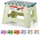 Folding Step Stool 9 Inch For Kids  300 Lbs  Bicolor Green