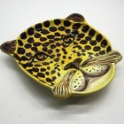 Vintage Cheetah Face Plate Art Pottery 3d Big Cat Display Plate 11    Flawed