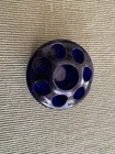 Vintage Glass Cobalt Blue Flower Frog  Round 8 Holes 3    X  1 5    Tall