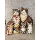 Set Of 6 Plush Vintage Stuffed Cat Kittens Decorative Pillows Home Decor