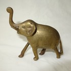Vintage Solid Brass Elephant Figurine  Trunk Up Lucky Statue  Hollow Cast - 12cm