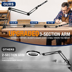 Magnifying Lamp With Light 12x  3-section Arm Led Desk Clamp Lamp  black 