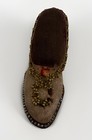 Early Leather Floral Beaded Victorian Shoe Sewing Pincushion 1880   s Rare